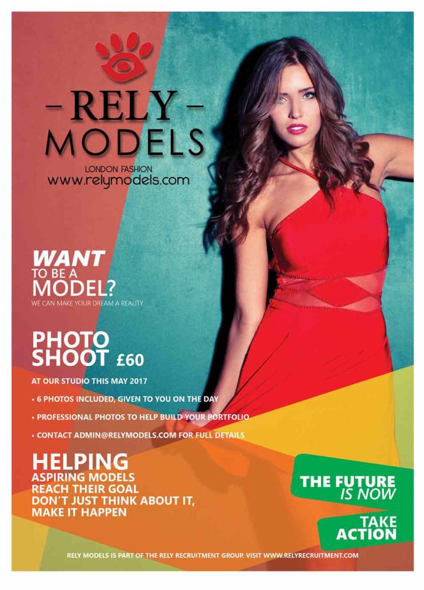Book your photo-shoot here at the Rely Models studio – call 020 8881 5709